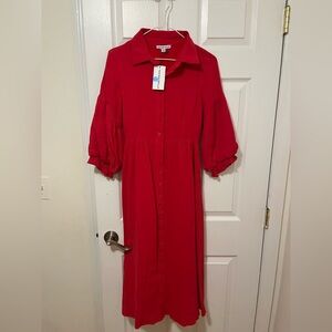 Vibrant Red midi Dress